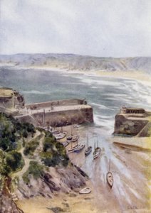 Newquay (färg litho) av George Franck Nicholls