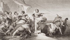 Kung Alfred hetsar anglosaxarna att slå tillbaka invasionen av danskarna år 876 e.Kr., från 