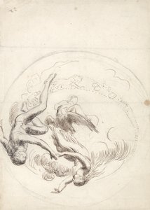 Studera för en cirkulär takdekoration (penna & brunt bläck och grafit) av George Frederick Watts