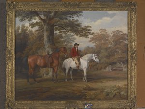 Hunter And Huntsman (olja på duk) av George Garrard