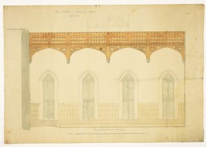 New College Oxford: Design for New Hall Roof, 1865 (penna- och bläcktvätt på papper)