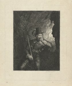 Beväpnad rånare i en grotta