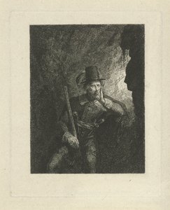 Beväpnad rånare i en grotta