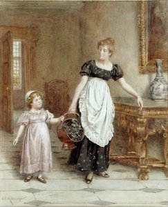 Många händer gör lätt arbete (akvarell på papper) av George Goodwin Kilburne