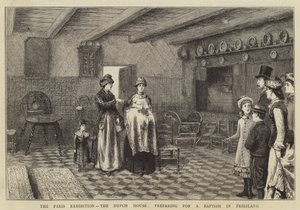 Parisutställningen, det holländska huset, förbereder sig för ett dop i Friesland av George Goodwin Kilburne