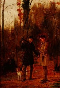 Två män som skjuter en skogstupp av George Goodwin Kilburne