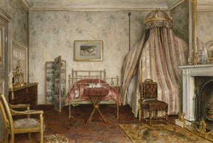 Utsikt över sovrummet där Napoleon III dog, Camden Place, Chislehurst, Kent, 1873