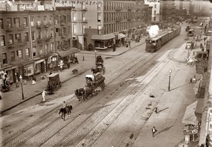 Eleventh Avenue och New York Central Railroad, av Bain, George Grantham (1865-1944). Albumin Foto, c. 1911. Privat samling