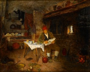 A Rustic Home: Reading the News, 1855 av George Hardy