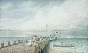 Cumulus eller Thunder Cloud, Portland Pier, Lake Erie, ca 1830-40-talet (akvarell och penna på papper)