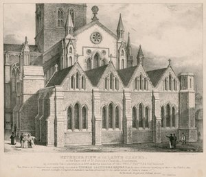 Exteriör vy av Ladye Chapel vid den östra änden av St Saviour