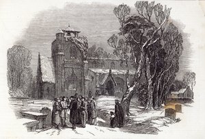 Julmorgon: Går till kyrkan, graverad av W.J. Linton, från "The Illustrated London News", 26 december 1846.