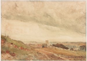 Richmond, Yorkshire (penna och akvarell på papper (klistrad på kort))