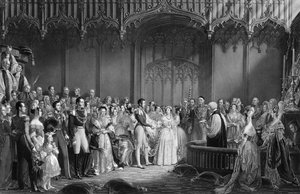 Drottning Victoria (1819-1901) och prins Albert (1819-61) gifter sig i St James
