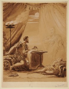 Scen ur Shakespeares "Julius Caesar": Caesars vålnad visar sig för Brutus av George Hayter