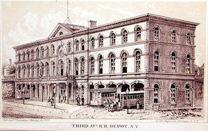 Utsikt över Third Avenue Railroad Depot, illustration för 