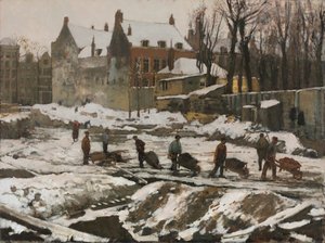 Byggarbetsplats i Amsterdam, ca. 1902. av George Hendrik Breitner