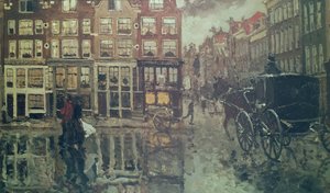 Hjørne af Leidsche Square, Amsterdam (olie)swed av George Hendrik Breitner