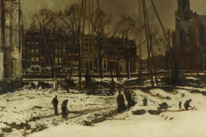 Genombrott på Raadhuisstraat under vintern av George Hendrik Breitner