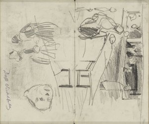 Siffror i Visbanken i Delft och figurstudier av George Hendrik Breitner
