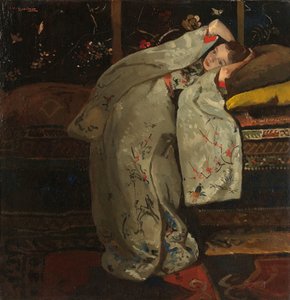 Flicka i en vit kimono