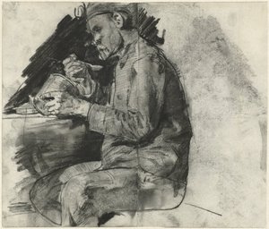 Soldat som sitter och äter av George Hendrik Breitner