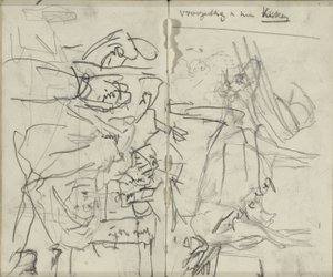 Studieblad med figurer och en ko av George Hendrik Breitner