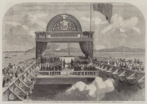 Prinsen av Wales lägger den sista stenen av Victoriabron över St Lawrence av George Henry Andrews