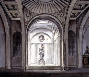 A Sculptural Gallery Interior (akvarell med penna på papper) av George Henry Bailey