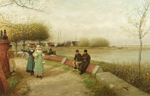 Ett utbyte av komplimanger - Muiden, North Holland, ca 1881 (olja på duk)