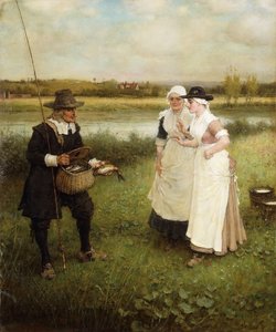 Isaac Walton and the Milkmaids, 1888 av George Henry Boughton