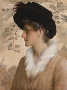 Porträtt av en dam, 1888 (wc med kroppsfärg på papper) av George Henry Boughton
