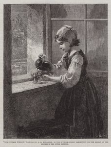 The Cottage Window, i Suffolk-Street Exhibition for the relief of the distress in the Cotton Districts av George Henry Boughton