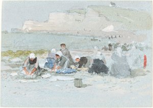 Tvättkvinnor på stranden vid Etretat av George Henry Boughton