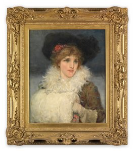 Kvinna, halvlång (Olja på duk) av George Henry Boughton