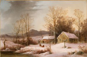 Bondgård på vintern 1860 (Olja på duk) av George Henry Durrie