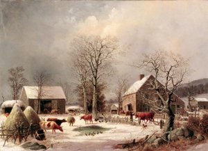 Gårdsplan på vintern av George Henry Durrie
