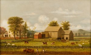 Sommarlandskap på bondgård av George Henry Durrie