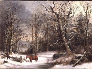 Woodsman på vintern av George Henry Durrie