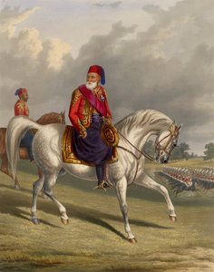 Porträtt av Ibrahim Pasha egyptisk statsman och general (Ibrahim Pasha av Egypten (1789-1848)) Gravyr av George Henry Laporte (1799-1873) 1846 Dim 29,8x23,4 cm Privat samling
