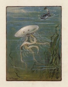 Jellyfish (färglitografi) av George Henry Thompson