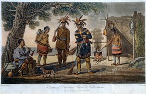 Dräkter av domicilierade indianer i Nordamerika, av Heriot, George (1766-1844)
