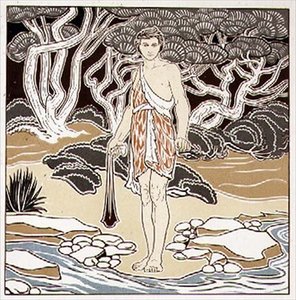 David, tecknad film för sgraffito-dekoration, från volym XIII av tidningen "The Studio", pub. 1898