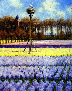 Storkboet, Holland (olja på duk) av George Hitchcock