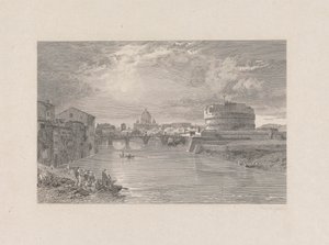 Rom; Bridge och Castle of St. Angelo on the Tyber av George Hollis