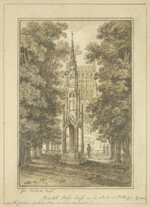 Bristol High Cross som det stod i College Green 1763 (penna och akvarell på papper) av George Holmes