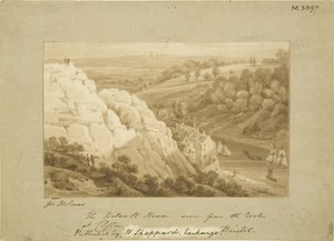 Hotwell House från Clifton Rocks, c1815 (penna och akvarell på papper) av George Holmes