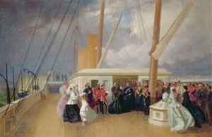 Drottning Victoria investerar sultanen med Strumpebandsorden ombord på Royal Yacht, 17 juli 1867, 1867