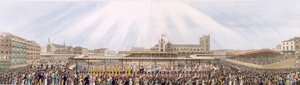 Utsikt över kröningsprocessen av kung George IV från Westminster Hall till Abbey, 19 juli 1821 (akvatint) av George Humphrey