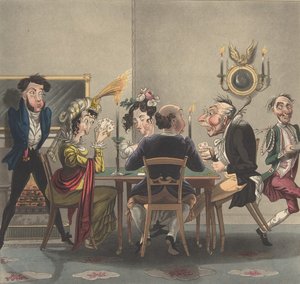 Ett riktigt gummi! Vid Whist, ca. 1825., ca. 1825.